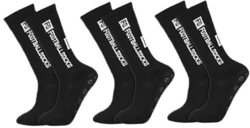 Wydexint Fußball Socken, fussball socken, sportsocken fussball, anti rutsch sportsocken, Unisex Socks für Fussball (DE/NL/SE/PL, Alphanumerisch, M, Regular, Regular, 3, Schwarz)