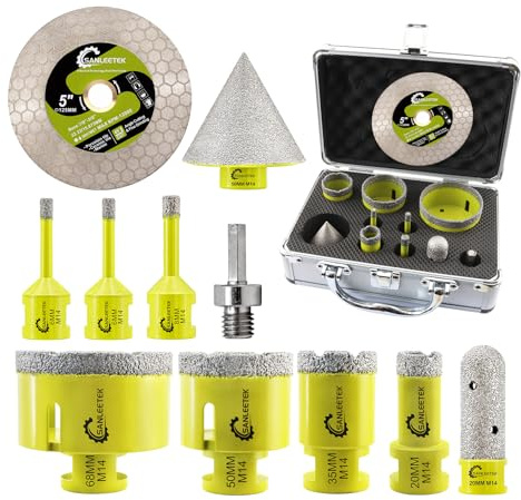 SANLEETEK Broca Diamante Porcelanico - Kit de 11 Piezas para Porcelanico, Cerámica, Mármol, Granito y Piedra Artificial