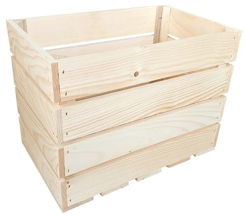 Lermowood Holzkisten Reg 25 x 40 x 30cm Natur | Dekokisten aus Holz Massive Holzkiste Regalkiste Weinkiste