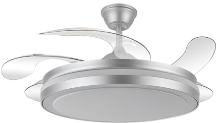 FABRILAMP Esparta Maxi DC-Ventilator, 80 W, 11270 lm, Silber, 132D, 5 asp, 3000-4000-6000 K, Fernbedienung + Timer + Speicher