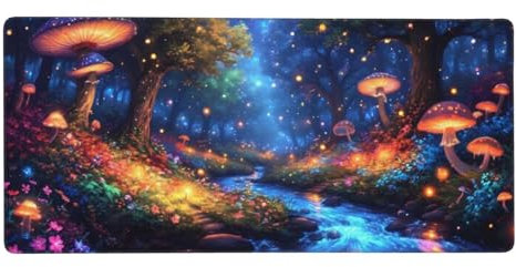 Gaming Mouse Pad Color Desk Mat Mushroom Mouse Mat XXL 1600x800x3mm Large Mouse Mat Water Resist Surface Anti-Slip Rubber Base, Improved Precision and Speed Mouse Pads with Stitched Edges t-1464