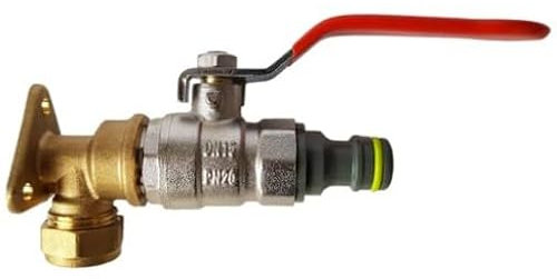 AP Supplies 15mm Brass Wall Flange Kit - to Easily Create a New Garden Outlet from Your Copper Pipe Water line. (Lever Valve + Click Lock)