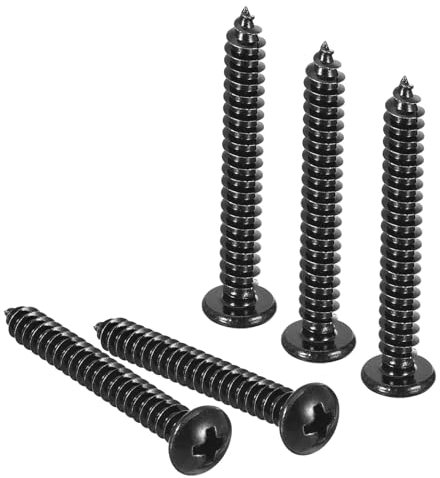TA-VIGOR 50Pcs Self Tapping Screws, M5 Phillips Pan Head Screw, 40mm Round Head Tapping Screws, Stainless Steel Machine Wood Fasteners Bolts for Wood, Drywall, Furniture, Repairing, Black
