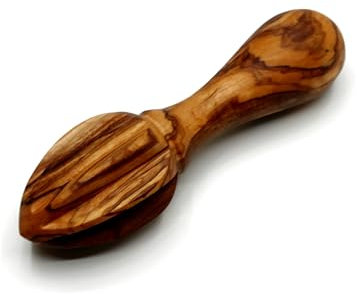 DAGDEG Exprimidor de limones de madera de olivo de 15 cm, exprimidor de limones de madera, exprimidor manual para limones, limas y naranjas, hecho a mano, sostenible y duradero