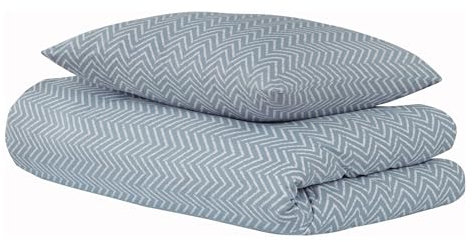 Uncover by Schiesser Bettwäscheset Grebur | 2-teilig | Zickzack | Fischgrat | Renforcé | 100% Baumwolle | Oeko-TEX | Reißverschluss | 155x220cm + 80x80cm | Hellblau