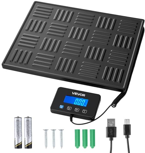 VEVOR Digital postvåg 300 kg dubbelprecision 60 g-40 kg (20 g) 40–300 kg (100 g), med tara stödfunktion, LCD-skärm, bärbar fraktvåg för bagage och paket