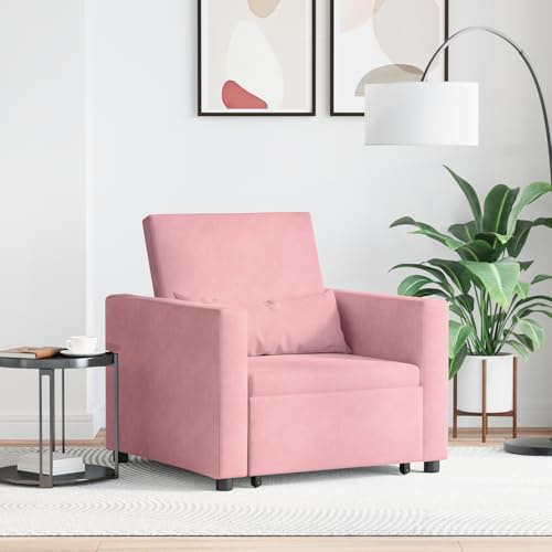 3-in-1 Schlafsofa Rosa Samt Umwandelbarer Sessel mit Bequemer Polsterung für Gäste und Kleine Räume Elegantes Design Fleckenresistent