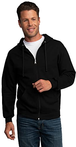 Fruit of The Loom Felpa con Cappuccio, Cerniera Intera Nera, 3XL