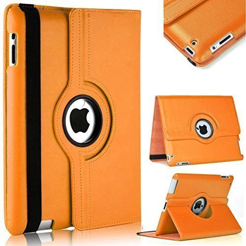 Funda de piel sintética con función atril para Apple iPad 4, 3 y 2 (rotación de 360 grados)