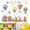 DECOWALL DA-1406 Zug und Heißluftballon Autos Tiere Wandtattoo Wandsticker Wandaufkleber Wanddeko für Wohnzimmer Schlafzimmer Kinderzimmer babyzimmer