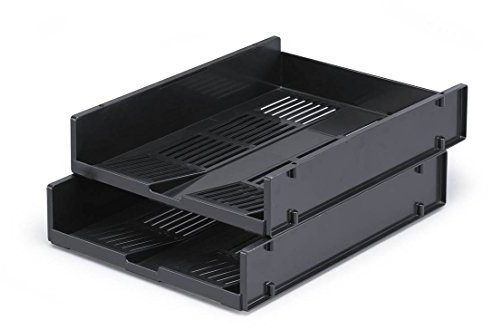 Durable OPTIMO Recycled Plastic Stackable Letter Tray File - A4+ Grey - Perfect for Storing Important Documents on Your Desktop - Space Saving In Tray System