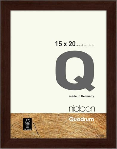 nielsen Holz Bilderrahmen Quadrum, 15 x 20 cm, Dunkelbraun | Holz Fotorahmen im Hoch- & Querformat zum Auftstellen und Aufhängen Dunkelbraun matt Echtglas