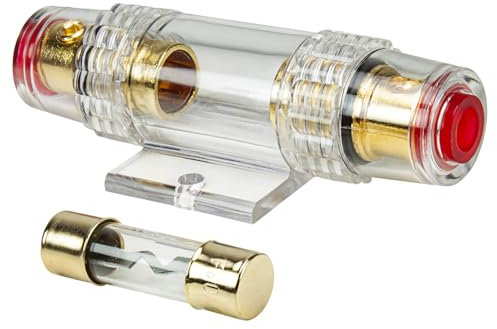 tomzz Audio 5800-004 AGU Sicherungshalter transparent Kabel bis 25qmm, vergoldet, 50A Sicherung