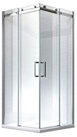 Artemis Eck Duschkabine Dusche Duschabtrennung ESG-Glas- 8mm - Schiebesystem - Rollsystem - Aufhängung (80x80x195cm ohne Duschtasse)