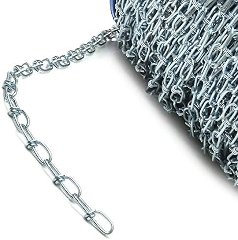 DQ-PP KNOTENKETTE | 1,4 mm | DIN 5686 | 80 m | Dekokette Zierkette Gartenkette Stahl VERZINKT Gliederkette Lampenkette Kette Deko Garten