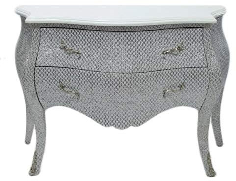Casa Padrino Barock Kommode Weiß/Glitzerlook 120cm
