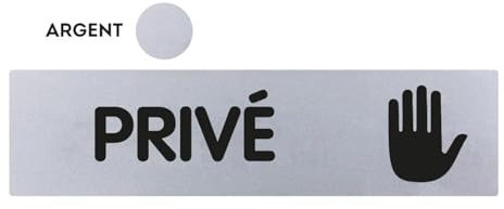 Novap - Placa para vestuario femenino con texto “Privé” (rígida, metalizada, 170 x 45 cm), color gris