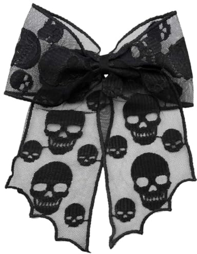 Kreepsville 666 Haarschleife Totenkopf Spitze Bold Gothic Extra große schwarze Haarspange