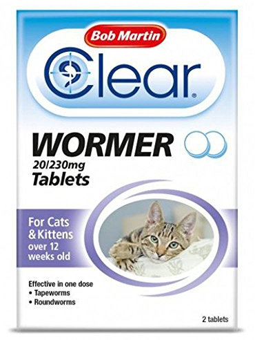 Bob Martin Clear Wormer Tablets for Cats and Kittens over 12 Weeks Old - 2 Tablets (1 Case - 6 Packs)