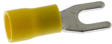 25x Terminal de cable bifurcado parcialmente aislado 4-6mm² Diámetro del agujero M4 Amarillo Anillo de sujeción Cobre estañado