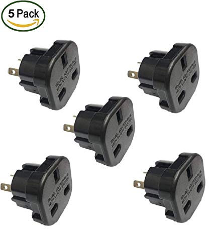 Travel Adapter Black Plug Converts UK Plugs 3 Pin to 2 pin US, USA/Canada/AUS,Australian Pack Of 5