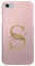 Tirita Personalised Initials Custom Hard Phone Case Compatible with iPhone 7 Plus & 8 Plus PRINTED GLITTER, NOT REAL GLITTER Fashion Stylish Monogram Gold Pink Ombre