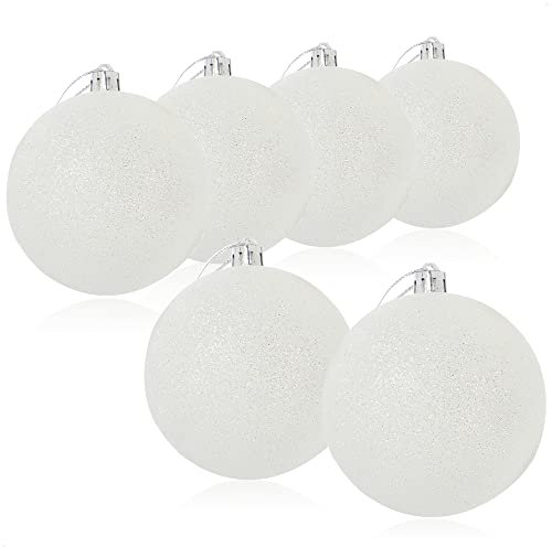 com-four® 6X Weihnachtskugeln, Christbaumkugeln bruchsicher aus Kunststoff für Weihnachten, Baumschmuck für den Christbaum mit Anhänger