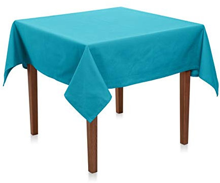 Tischdecke Baumwolle Linon - Uni, Einfarbig, Baumwolltischdecke, Tischtuch, Tischdeko (Türkis, 130x280 cm)