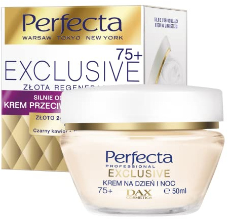 Perfecta Exclusive Goldene Regeneration, Anti-Falt-Creme mit Ceramiden für Tag und Nacht 75+