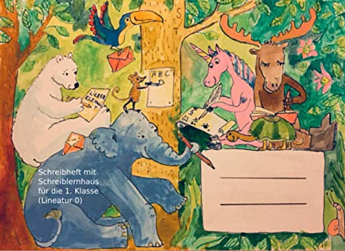Schreibheft mit Schreiblernhaus für die 1. Klasse (Lineatur 0): mit 16 Blatt/ 32 beschreibbaren Seiten im DIN A5 Querformat