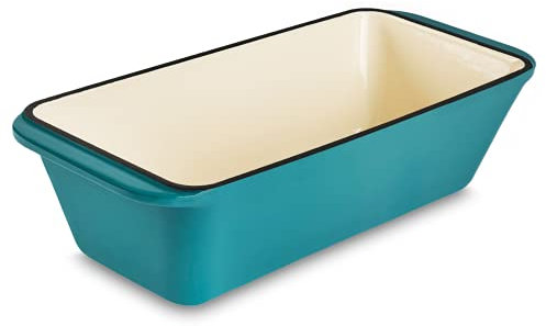 WEES-CK emaillierte Gusseisen Brotbackform - ideal als Kastenform für Brotbacken, Kuchenform, Auflaufform und Bräter, geeignet für alle Herdarten und Spülmaschinenfest (Turquoise)