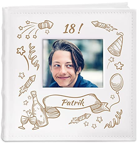 Maverton Einsteckalbum mit Aufdruck - 21x22cm - Fotoalbum für 200 Fotos 10x15cm - 100 Seiten - Weiß - Geburtstagsgeschenk für Männer - Feiern