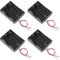 AOICRIE 18650 Plastic Spring Clip Battery Holder, Battery Storage Holder Case Box with Wire, Black Plastic Batteries Case with Pin, 3 X 1.5V, 4.5V 18650 Battery Holder with Leads (4 * 3 slot)