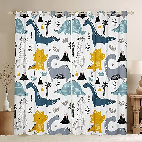 Kinder-Dinosaurier-Vorhänge, Cartoon-Tiere, blickdichter Vorhang, schöner Dino-Vorhang für Kinder, Jungen, Mädchen, Fenstervorhänge für Schlafzimmer, luxuriöse Vorhänge, niedlich, 2-teiliges Set, B 46