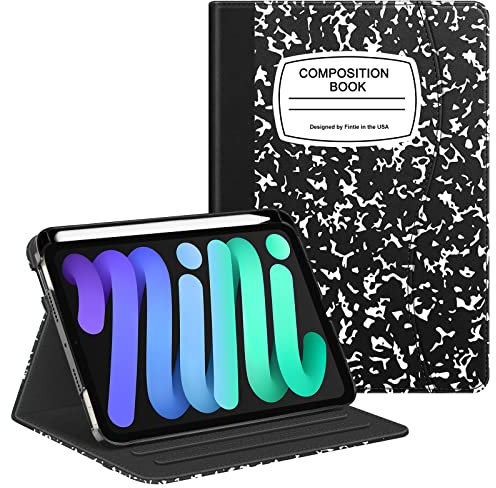 FINTIE Folio Case for iPad Mini 6 2021, Multi-Angle Smart Stand Cover w/Pencil Holder & Pocket, Auto Sleep/Wake for iPad Mini 6th Generation 8.3 Inch, Composition Book