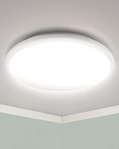ArkCamp Bathroom Lights Ceiling 5000K, 18W 1500LM LED Ceiling Light Waterproof, Modern Flush Bathroom Light, Natural Eye Protecting Bathroom Ceiling Light for Kitchen, Kids Bedroom, Stairwell Lighting