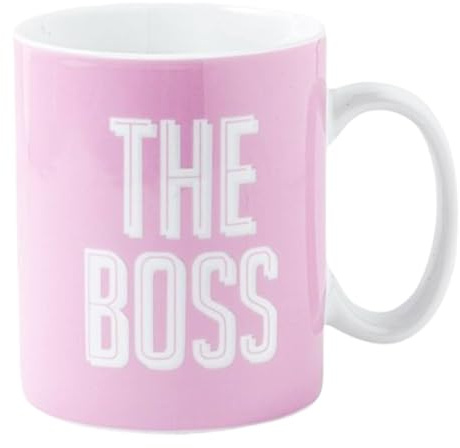 Caribou Living The Boss - Large 500ml Porcelain Mug for Hot Drinks, Tea, Coffee, Hot Chocolate - Pink