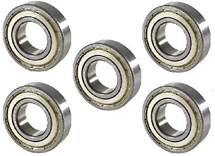 Rillenkugellager, doppelseitige Eisenabdeckung, versiegelt, 6207ZZ, Hartstahl-Kugellager, 35 mm x 72 mm x 17 mm, 5 Stück