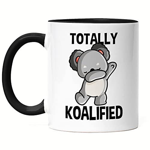 Hey!Print Totally Koalified Tasse Schwarz Koala Koalabär Geschenkidee Australien Work And Travel