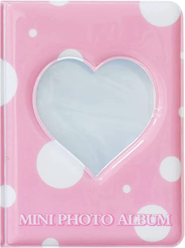 3 Zoll Mini Fotoalbum - MoCeYa Kpop Binder Liebe Herz Hohl Fotokartenhalter Buch Visitenkartenbuch Halter Fotokartenhüllen (40 Taschen, Rosa Kreis)