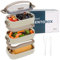 Bugucat Lunchbox Edelstahl 1700ML,Bento Box Brotdose Auslaufsicher Luftdichte Brotzeitbox mit Fächern und Besteckset,Frühstücksbox Jausenbox für Unterwegs,Brotbüchse Vesperdose für Erwachsene Beige