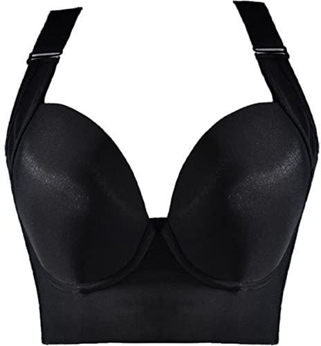 Plus Size Push Up Bras Women Deep Cup Bra Hide Back Fat Underwear Shaper Incorporated Full Back Coverage Lingerie Black