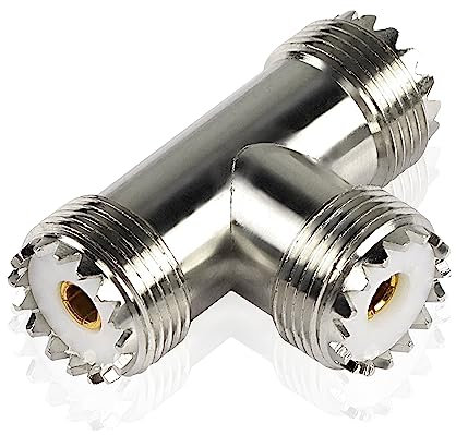 MEIRIYFA UHF Femelle à Double UHF Femelle Triple Connecteur Triple T UHF femelle vers double UHF femelle PL259 Adaptateur 3 voies pour Antennes FPV CB Radio Scanner