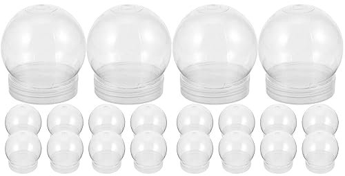 YARNOW 20 Pcs DIY Snow Globe Kit, 7cm Clear Plastic Empty Snow Ball with Screw Off Cap Fillable for Christmas Snowman Decorations - Winter Crafts Decor, Festive Ornaments for Adults & Kids