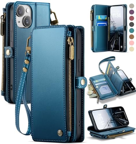 Defencase for iPhone 13 Wallet Case with RFID Blocking Card Holder, Blue