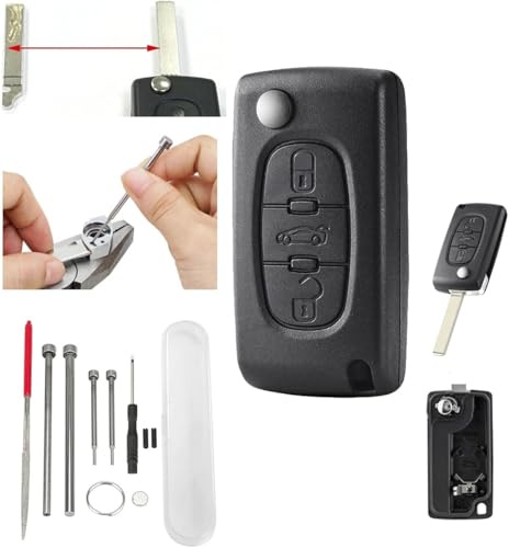3 Button Car Key Fob for Peugeot Partner 207 307 407 Citroen C1 C2 C3 C4 Berlingo Grand Picasso - CE0536 VA2 Pin Key Blade Tools