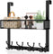 Consumest Over The Door Hooks Organizer - Over Door Hanger with 16 Hooks & 2 Baskets for Hanging Coat, Clothing, Towel, Back Storage for Bathroom, Closet, College Dorm, Black