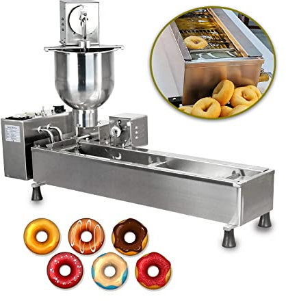 Machine à donuts automatique commerciale – Machine à beignets automatique à une rangée avec trémie de 7 L – 3 tailles de moules – Friteuse à beignets en acier inoxydable 304 – Efficace et durable