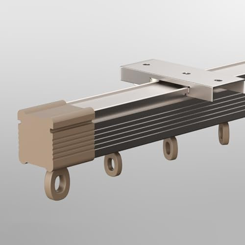 Gardinenschiene, Vorhangschiene 1 Läufig, Deckenvorhangschiene, Mit Stummen Rollen, Industrial Vorhangstange Deckenmontage, Für Schiebevorhang(Color:Top Champagne,Size:2.8M/(9.1FT))