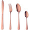 Buyer Star 16 teiliges Besteck Set, wiederverwendbares Silberbesteck aus rostfreiem Stahl, 4er Set, für den Küchentisch im Esszimmer Roségold